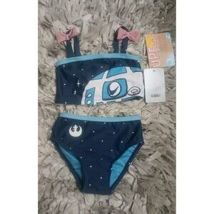 NWT Disney Store Star Wars R2-D2 Girls Two Piece Swimsuit Pink Bows Droid Size 3